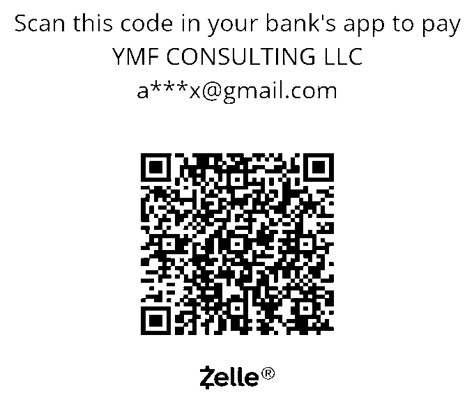 Zelle QR code to pay YMF Consulting LLC